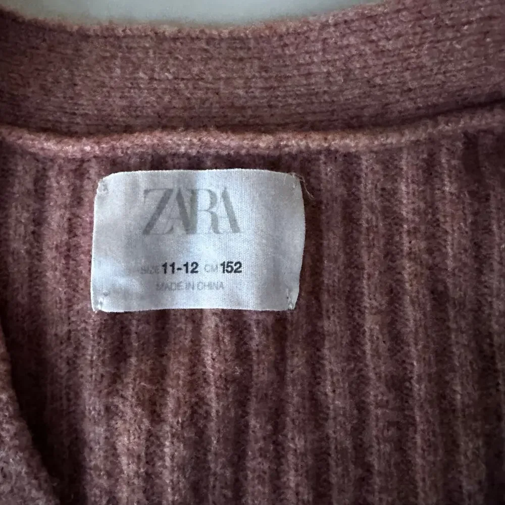Zara buttoned knit cardigan pink 11-12 years